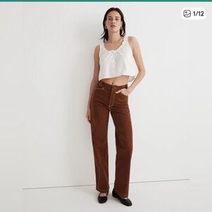 Madewell Wide-Leg High-Rise Pants in Brown